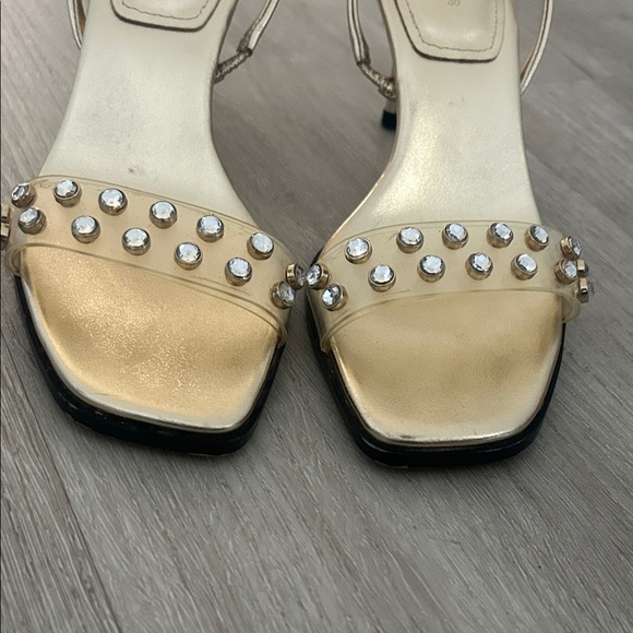 Zara Metallic Gold Sandals with Crystal Accents - Picture 4 of 7